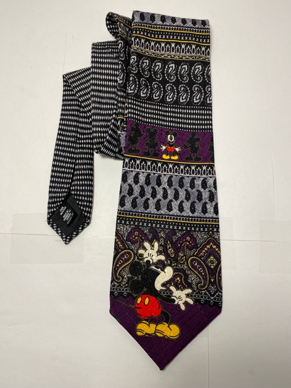 Disney Mickey & Co Vintage Paisley Silk Tie Mickey Mouse Made in Canada Necktie